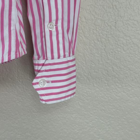 Ralph Lauren Sport pink white stripe button shirt women’s 14 slim fit - Picture 3 of 5